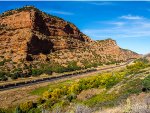 UP 6066 leads eastbound tank train up-grade at Echo Canyon